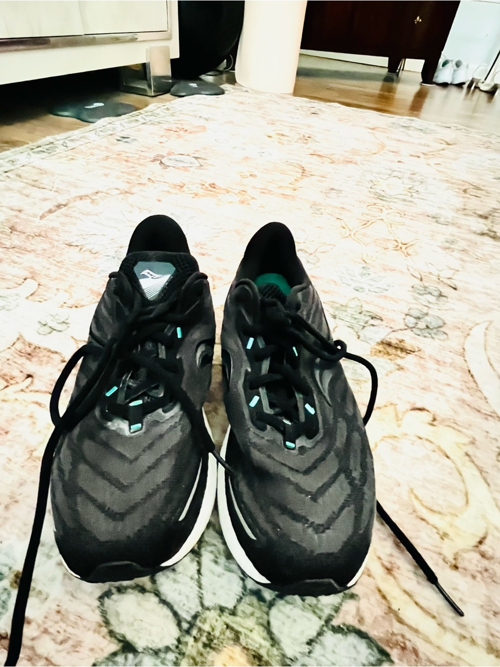 Saucony Triumph Black Running Shoes with Teal Accents- rarely used